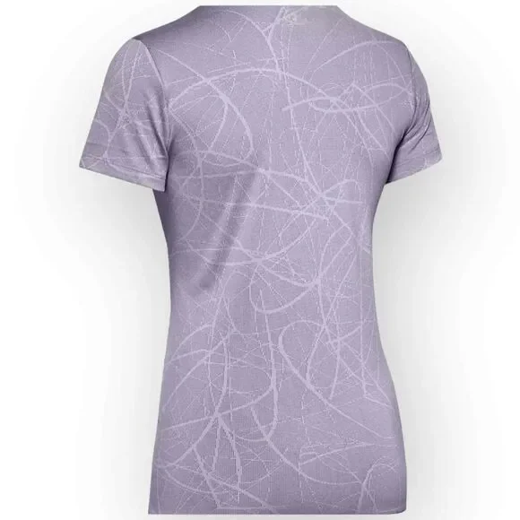 Under Armour Women's Tech V-neck Marble Jacquard Top - Purple Haze Extra Small - Picture 5 of 7